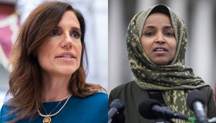 Nancy mace calls for ilhan omar’s citizenship to be revoked: ‘we would love to see you deported back to somalia’ - bnews Nancy mace and ilhan omar composite image