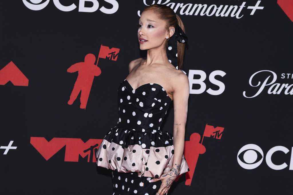 Ariana Grande walking on the red carpet at the 2025 MTV Video Music Awards held at UBS Arena in Elmont, New York on September 07, 2025. 
