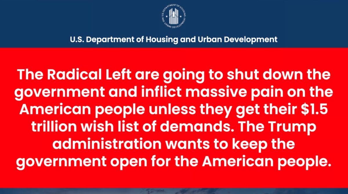 Government Website Officially Blames ‘Radical Left in Congress’ for Shutdown With Blazing Red Banner government website officially blames radical left in congress for shutdown with blazing red banner 1 The Department of Housing and Urban Development’s (HUD) website officially blamed the “Radical Left in Congress” for the government shutdown.
The post Government Website Officially Blames ‘Radical Left in Congress’ for Shutdown With Blazing Red Banner first appeared on Mediaite. BNews