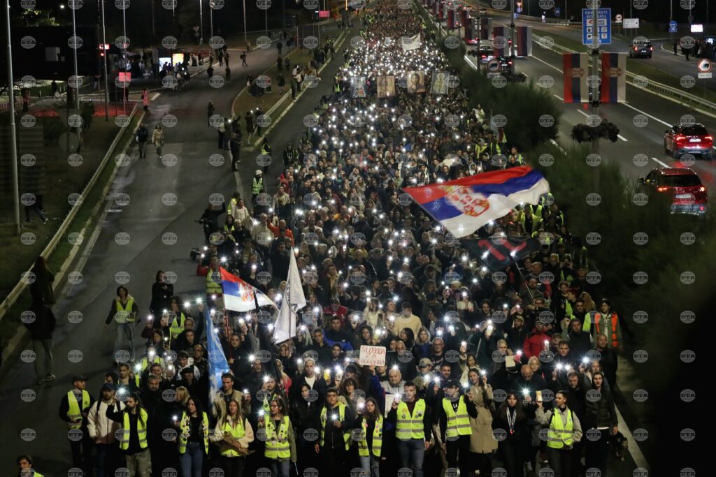 Serbian students allege fellow student participating in anti-government protests have been subjected to police violence