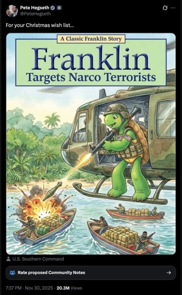 ‘franklin the turtle’ publisher condemns hegseth’s ‘violent’ and ‘unauthorized use’ of character 2025 | french national centre 2026 world news from bulgaria - balgarianovinite. Com ‘franklin the turtle’ publisher condemns hegseth’s ‘violent’ and ‘unauthorized use’ of character 2025