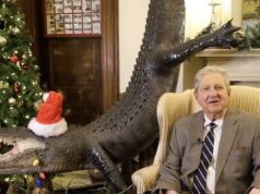 Senator Offers Holiday Wishes While Sitting Next to Taxidermied Alligator: ‘You Can Find God’s Love Everywhere’ 2025 Senator Offers Holiday Wishes While Sitting Next to Taxidermied Alligator: ‘You Can Find God’s Love Everywhere’ 2025