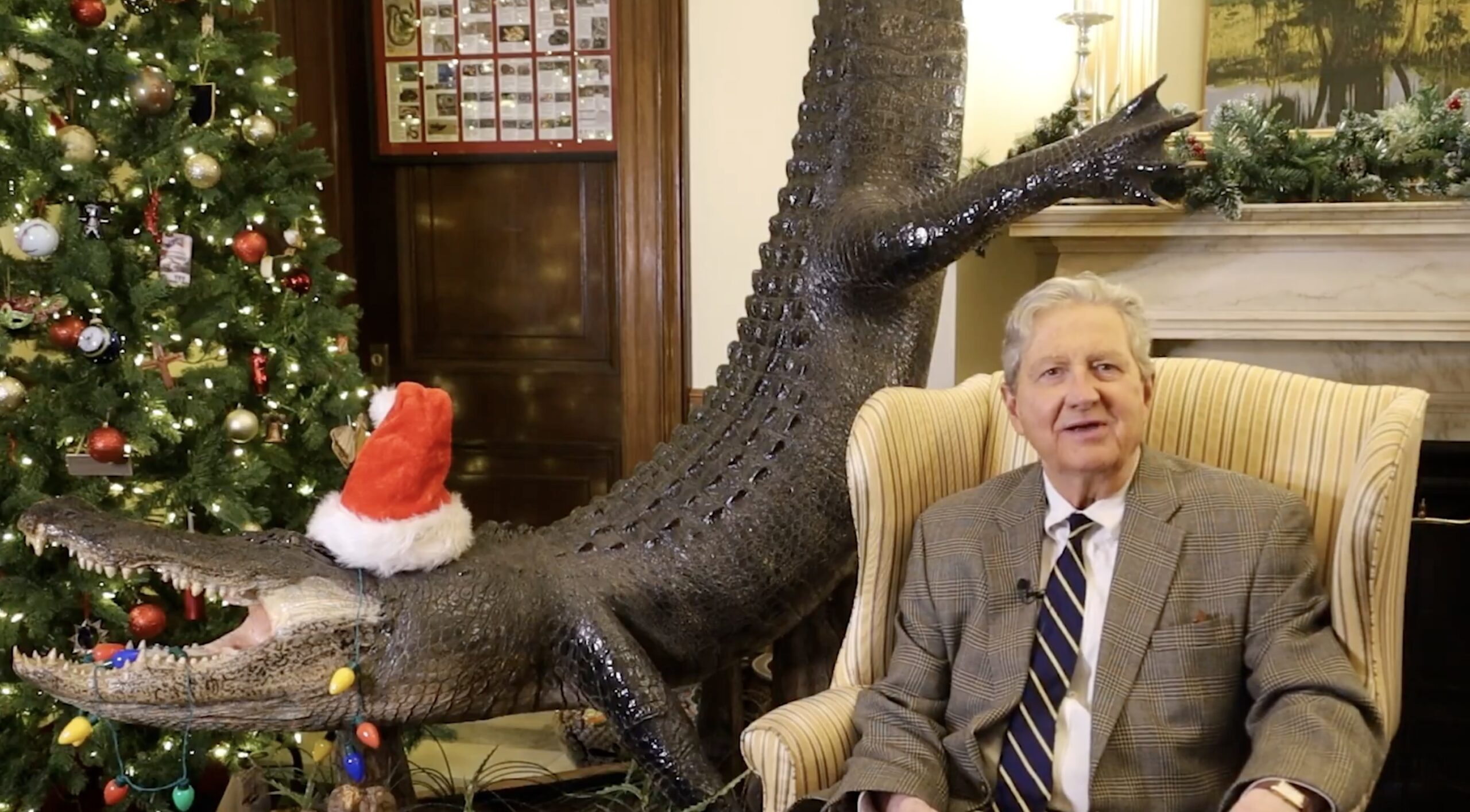Senator offers holiday wishes while sitting next to taxidermied alligator: ‘you can find god’s love everywhere’ 2025 | alexandria ocasio-cortez 2025 the news from bulgaria - balgarianovinite. Com John kennedy