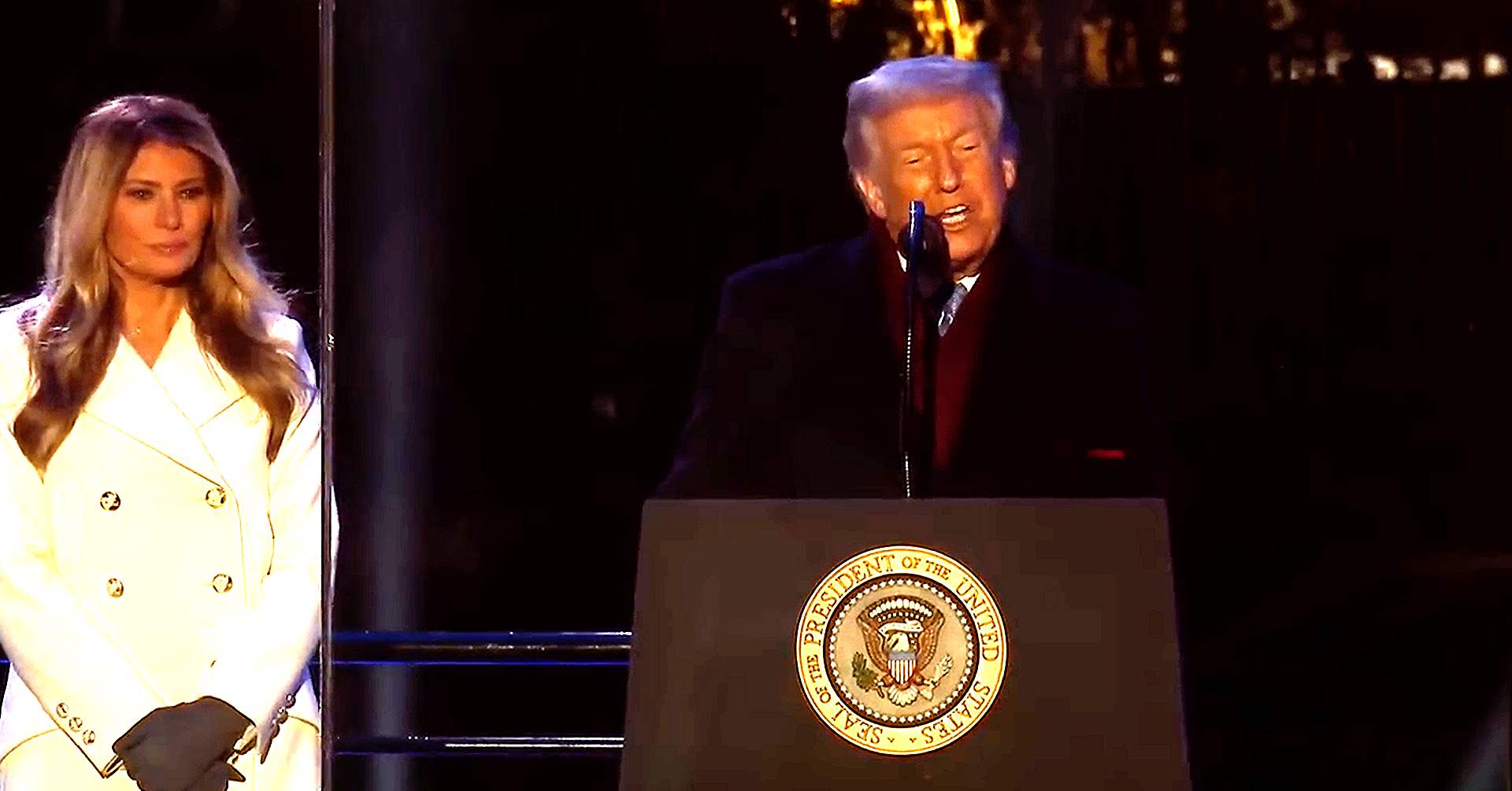 Trump drops weird election lie rant smack in middle of christmas tree festivities