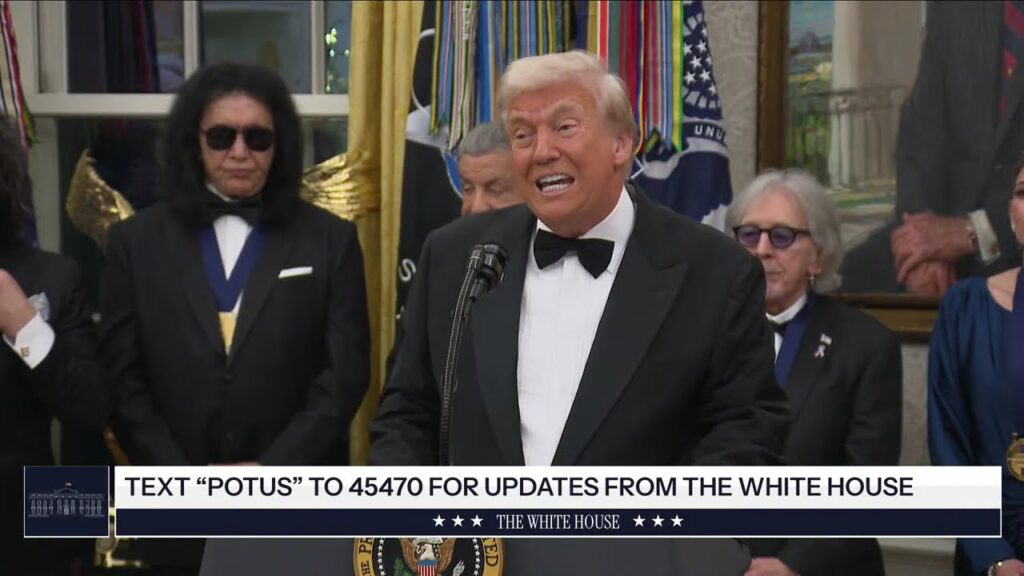 Trump swipes ‘horrible’ jimmy kimmel as he hands out kennedy center medals to kiss and sylvester stallone 2025