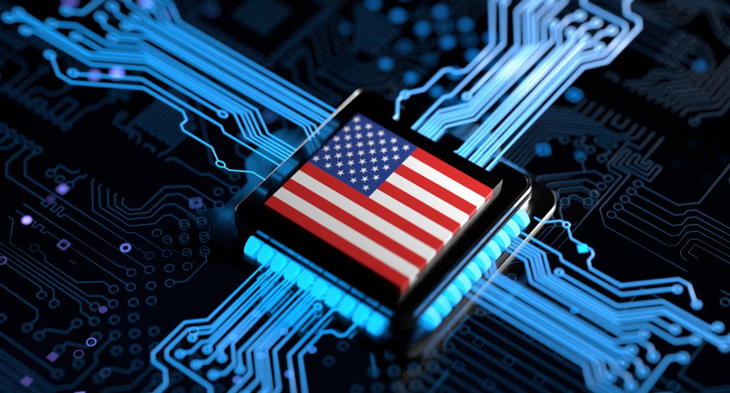 Semiconductor chip designed like an american flag