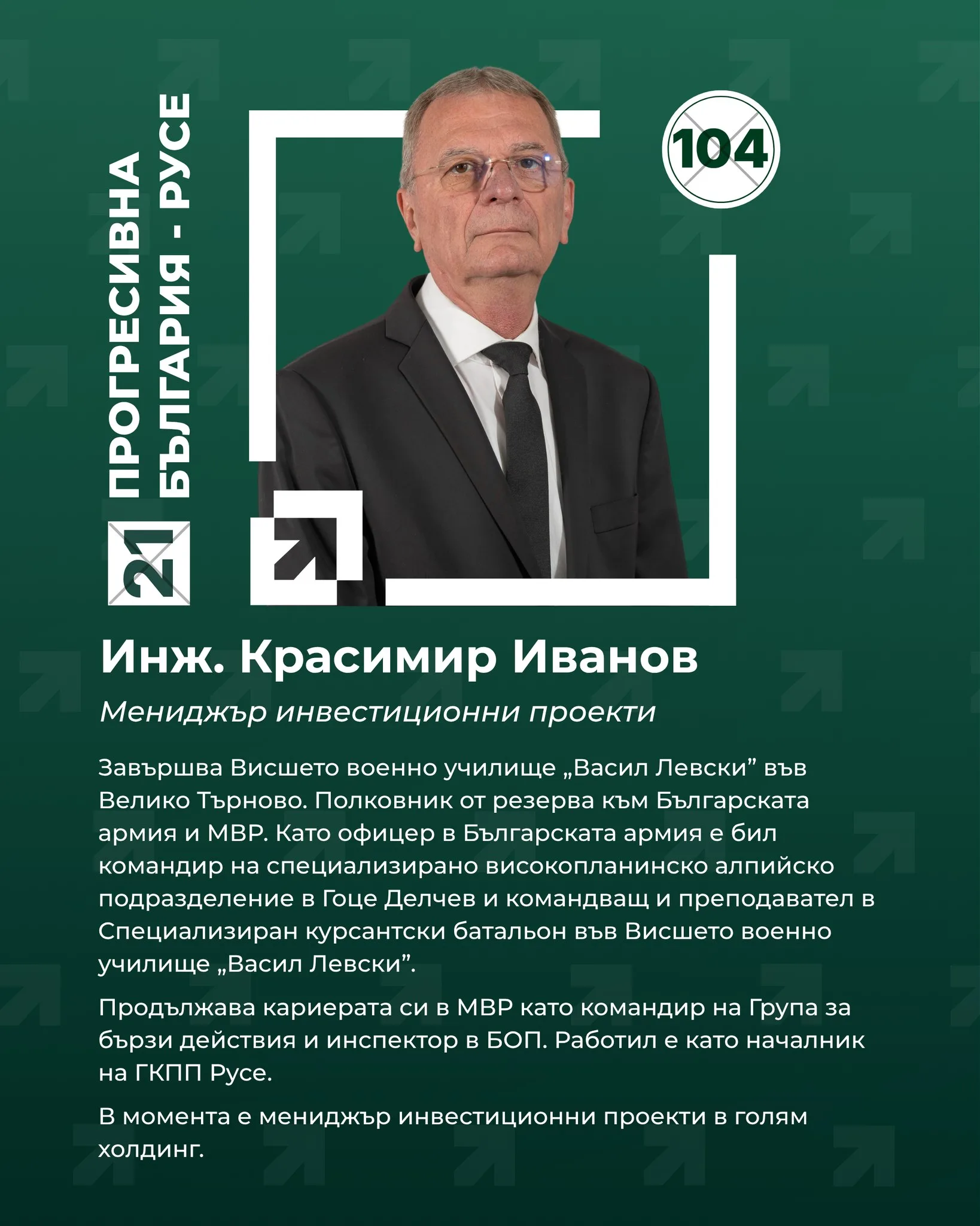 Новини kandidatskata lista progresivna balgariya ruse 3 2026 новините от българия това е нашият отбор. Това са хората, които застават с... Кандидатската листа на „прогресивна българия – русе“ за предстоящите парламентарни избори – хора от различни професии, с различен опит и път, но обединени от една обща цел: да работим за развитието на региона, за по-добри условия на живот и за по-силна българия 2026 българия новините balgarianovinite. Com 2026-03-24 16:13:34 новини кандидатската листа на „прогресивна българия – русе“ за предстоящите парламентарни избори – хора от различни професии, с различен опит и път, но обединени от една обща цел: да работим за развитието на региона, за по-добри условия на живот и за по-силна българия 2026 информационна агенция за разследваща журналистика и разследващ репортаж бургас, българия