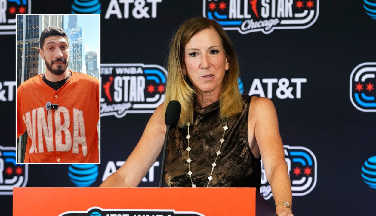Inset: enes kanter freedom (screenshot); cathy engelbert (ap photo/nam y. Huh)