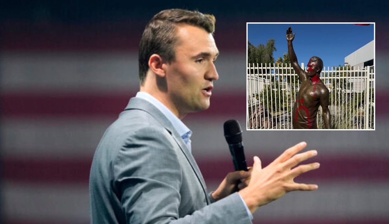 A statue of Charlie Kirk was vandalized, about one year after the conservative influencer was shot and killed