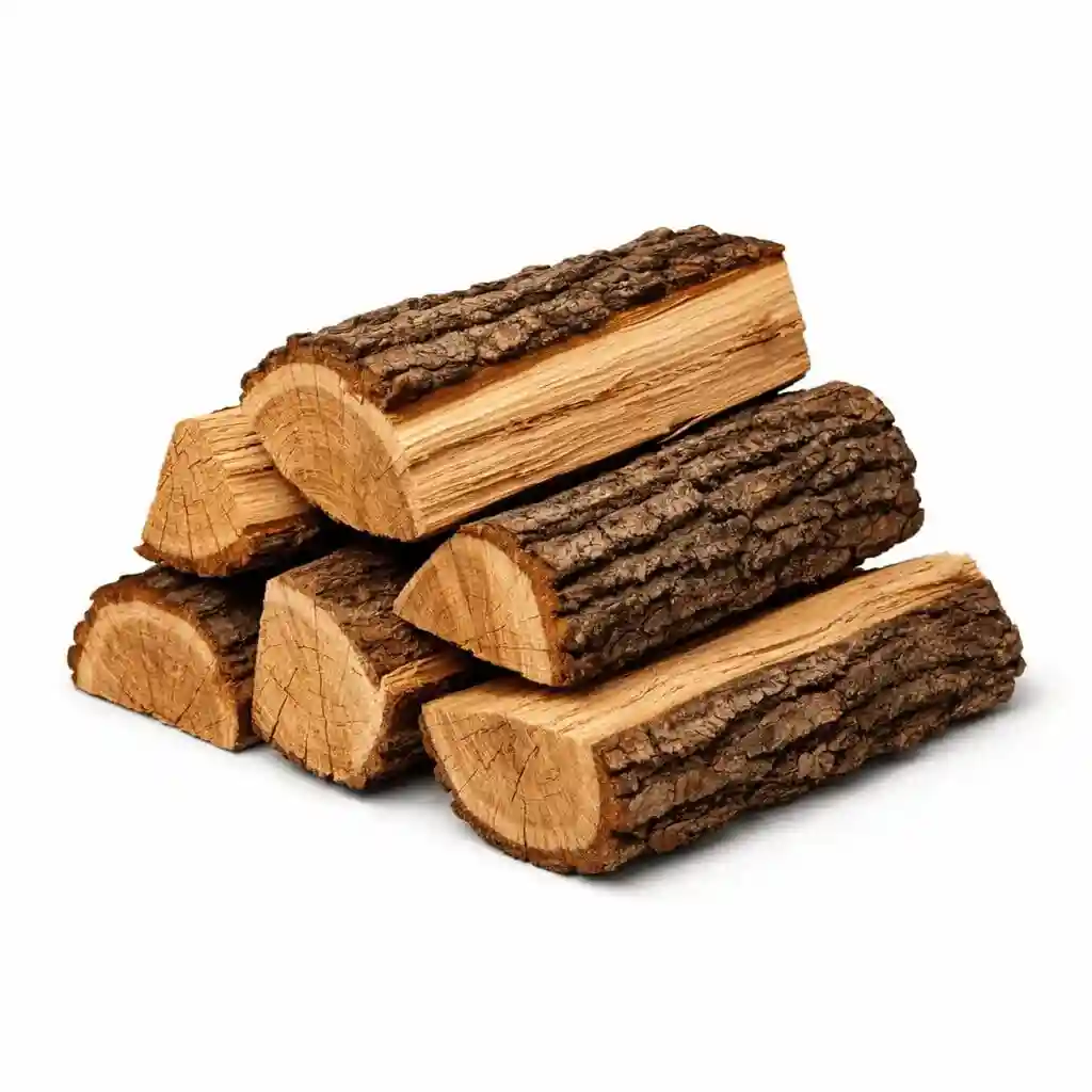 Kiln dried oak firewood neatly stacked outdoors, showing clean cut logs with low moisture content, ideal for efficient burning in fireplaces, wood stoves, and outdoor fire pits white oak hardwood firewood timber logs