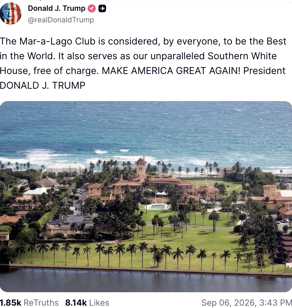 Trump dubs mar-a-lago the ‘southern white house’ in glowing truth social post 2026 | 2026 world news from bulgaria - balgarianovinite. Com Mar-a-lago