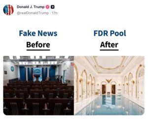 Trump Floats Tearing Down WH Briefing Room for FDR’s Swimming Pool in Late-Night Post 2026