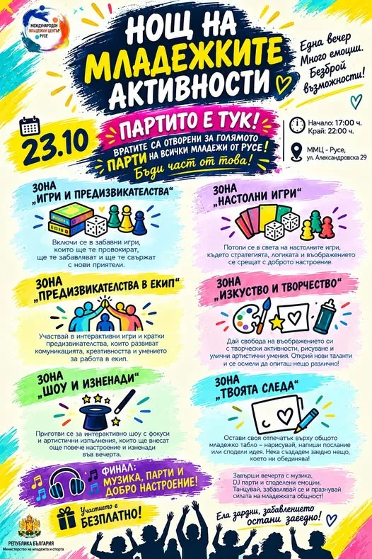Превръща в място 2026 242 2026 новините от българия на 23 октомври от 17:00 до 22:00 ч. Международният младежки център /ммц/ – русе на ул. „александровска“ № 29 се... 2026 българия новините balgarianovinite. Com 2026-10-19 13:38:49 превръща в място 2026 информационна агенция за разследваща журналистика и разследващ репортаж бургас, българия