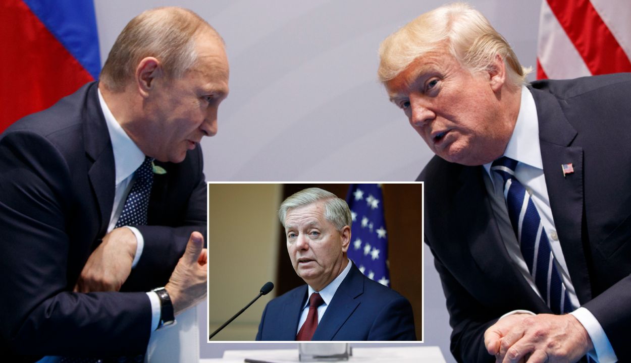 Critics aghast as trump shields russia from congressional sanctions bill named for lindsay graham — and claim us president is ‘in the tank’ for putin 2026 | bill named 2026 world news from bulgaria - balgarianovinite. Com Composite main image trump and putin leaning in to talk with one another; inset graham