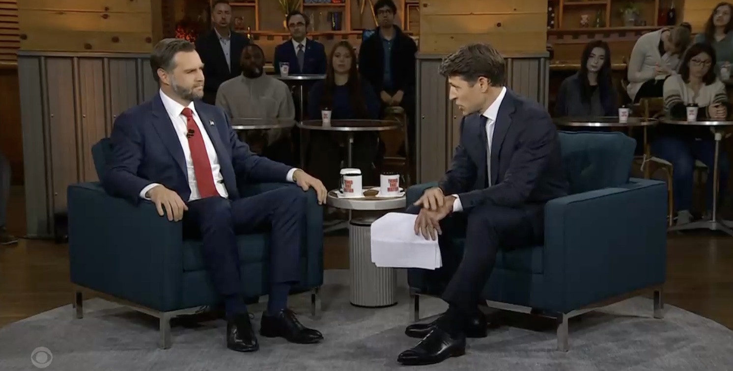 Jd vance and tony dokoupil sit on the set