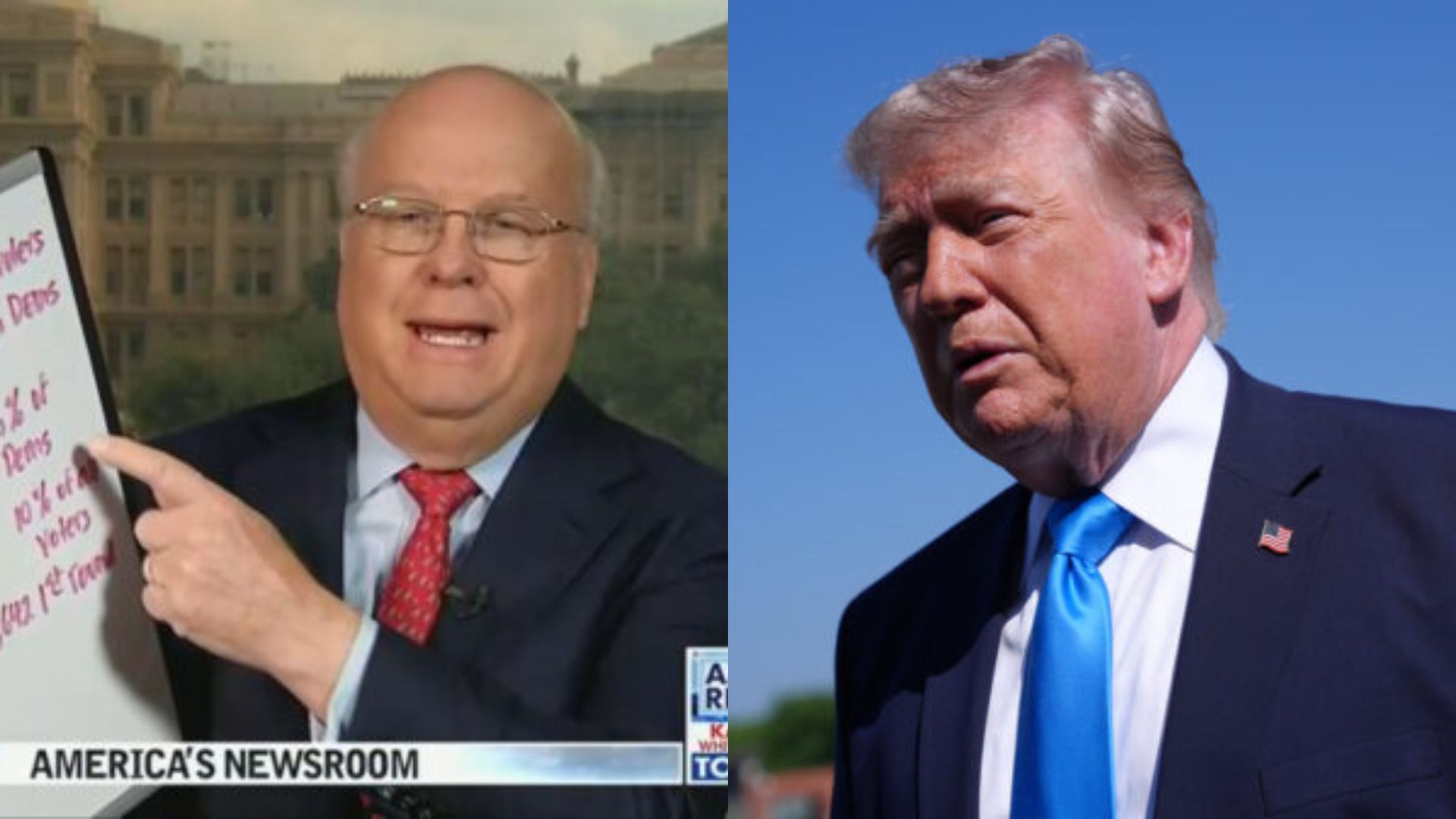 LEFT: Karl Rove (Screenshot) RIGHT: Donald Trump (AP Photo/Jacquelyn Martin)