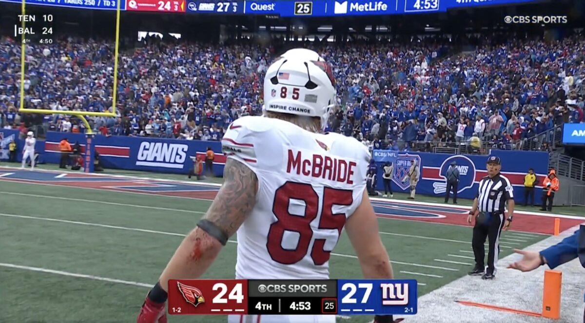 Trey mcbride argues with nfl referee
