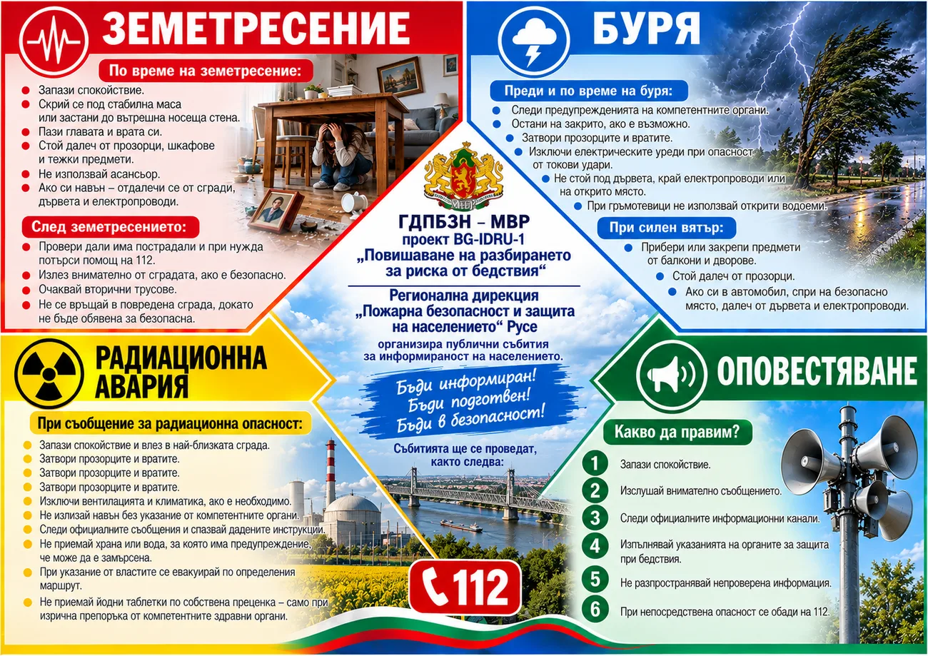 РД ПБЗН – Русе организира инициативи за повишаване на готовността при бедствия във всички общини на Русенска област 2026